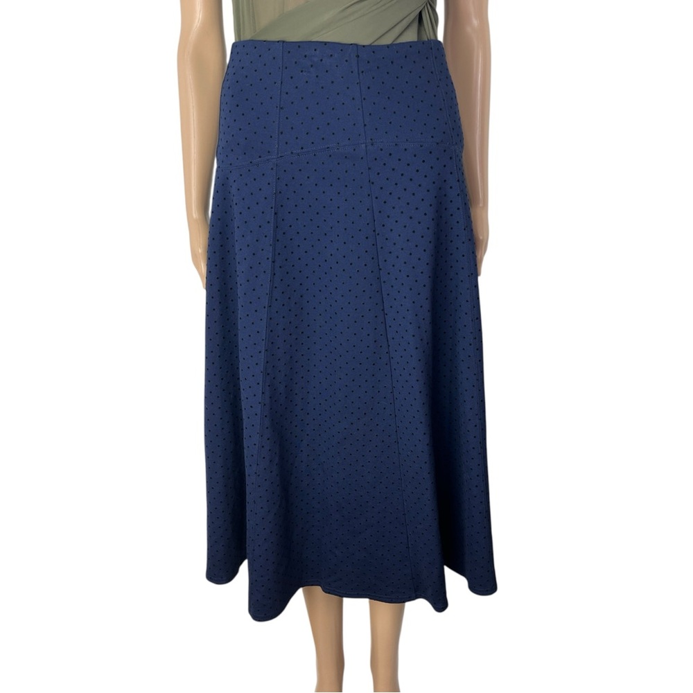 Anthropologie x Maeve Polka Dot Blue Black A-Line Casual Midi Skirt
